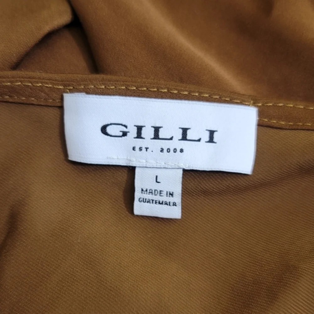 GILLI Dress One Shoulder Woven Draped Mini, size Large, Copper‎ Brown
